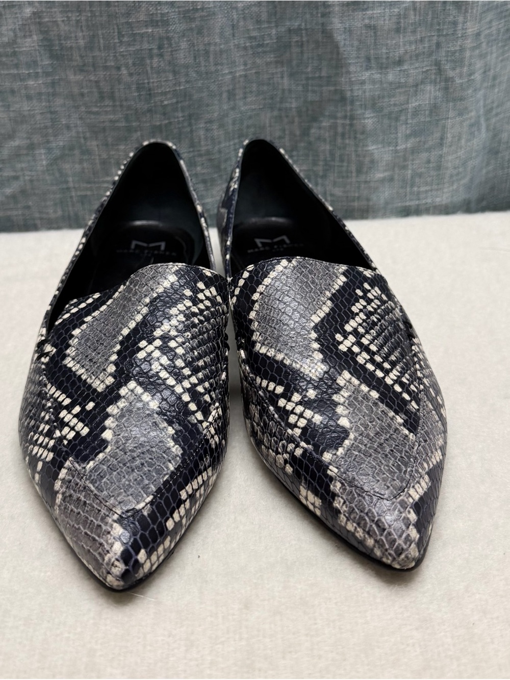 Marc Fisher Black & Gray Snakeskin-Print Pointed Toe Flats